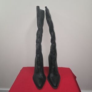 Elizabeth & James High Heel Unlaced Black Women's Knee-High Boots